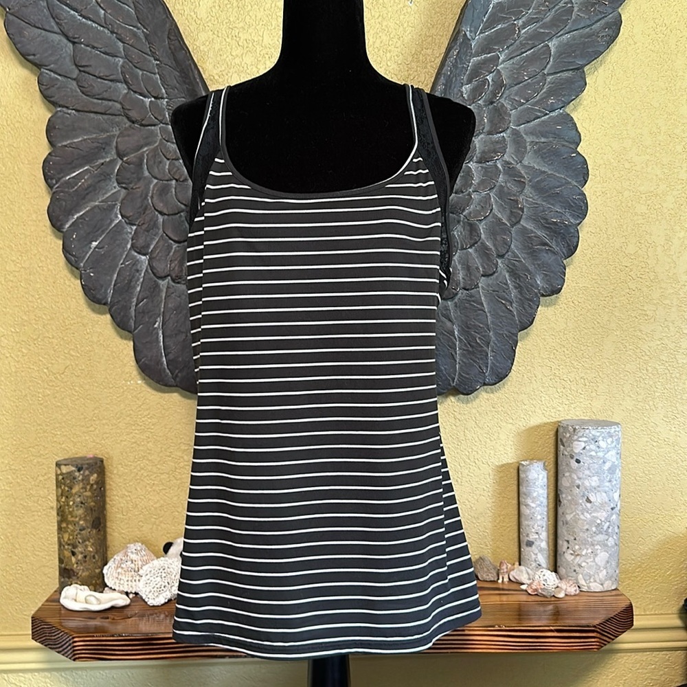 Ardene Striped Tank Top With Lace